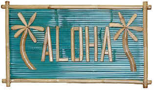 ALOHA w/Palm Tree Bamboo Sign
