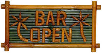 "Bar Open" Bamboo Sign w/Palm Tree