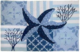 STARFISH & CORAL ON BLUE