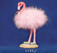 Flamingo Figurine w/Feathers